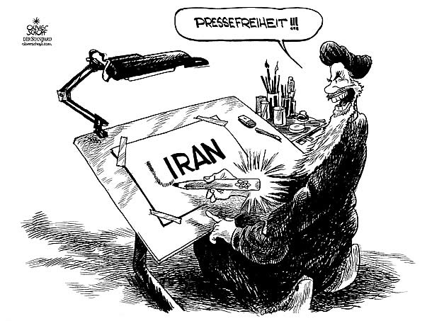 Oliver Schopf Politische Karikatur Iran Pressefreiheit Und Atompolitik