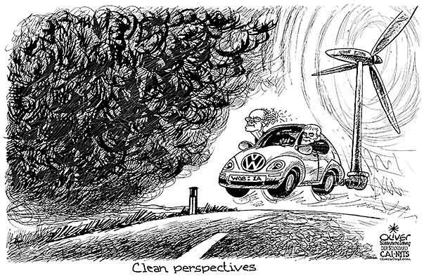 Oliver Schopf, editorial cartoons from Austria, cartoonist from Austria, Austrian illustrations, illustrator from Austria, editorial cartoon politics politician Germany, Cartoon Arts International, New York Times Syndicate, Cagle cartoon 2015: VOLKSWAGEN EMISSIONS FRAUD CHAIRMAN PÖTSCH MÜLLER FUTURE STRATEGY WIND WHEEL CLEAN RENEWABLE ENERGY  

 


 