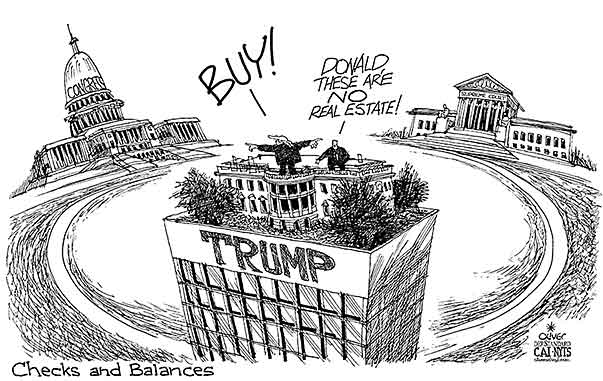 Oliver Schopf, editorial cartoons from Austria, cartoonist from Austria, Austrian illustrations, illustrator from Austria, editorial cartoon politics politician International, Cartoon Arts International, New York Times Syndicate, 2016: USA DONALD TRUMP PRESIDENT CHECKS AND BALANCES TRUMP TOWER REAL ESTATE BUY WHITE HOUSE CONGRESS SUPREME COURT



