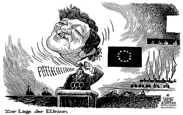  Oliver Schopf, politischer Karikaturist aus Österreich, politische Karikaturen, Illustrationen Archiv politische Karikatur Europa 
2010 eu barroso rede union europarat luft ballon
 
