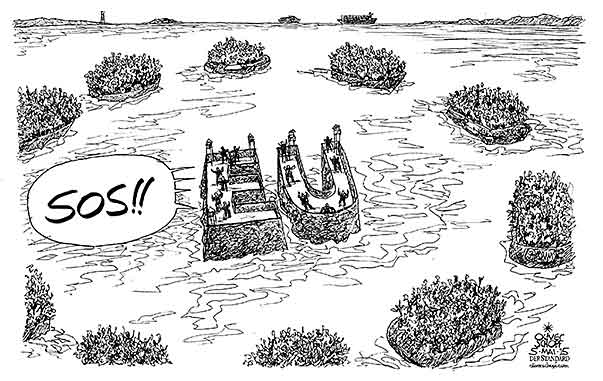 Oliver Schopf Politische Karikatur Asyl Fluchtlinge Fluchtlinge Ertrinken Im Mittelmeer