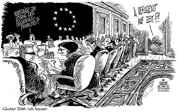 Oliver Schopf Politische Karikatur Asyl Fluchtlinge Fluchtlingspolitik In Osterreich Und Der Eu