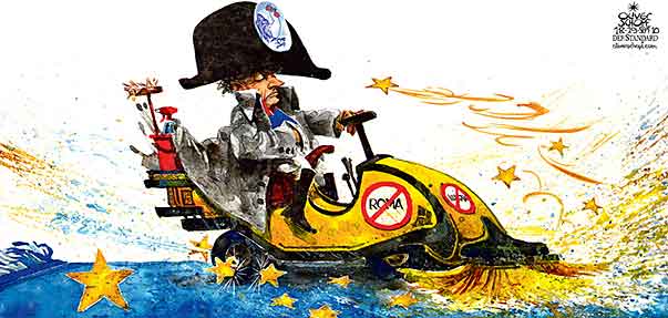 Oliver Schopf, politischer Karikaturist aus Österreich, politische Karikaturen aus Österreich, Karikatur Illustrationen Politik Politiker Europa 2010: eu eu frankreich roma sarkozy napoleon kaercher reinigen  teppich

 
   