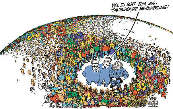 Oliver Schopf, politischer Karikaturist aus Österreich, politische Karikaturen aus Österreich, Karikatur Cartoon Illustrationen Politik Politiker Österreich 2019 : FPÖ HARALD VILIMSKY STUDIE EUROPA RECHTSPARTEIEN EDITION K3 PLAGIAT ABSCHREIBEN MALEREI BILD MAGRITTE DAS IST KEINE PFEIFE 
