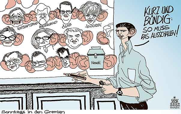 Oliver Schopf, politischer Karikaturist aus Österreich, politische Karikaturen aus Österreich, Karikatur Cartoon Illustrationen Politik Politiker Österreich 2017  ÖVP OBMANN SEBASTIAN KURZ PARTEIVORSTAND GREMIEN FORDERUNGEN BEDINGUNGEN OHREN NEUWAHLEN FLIPCHART  

 