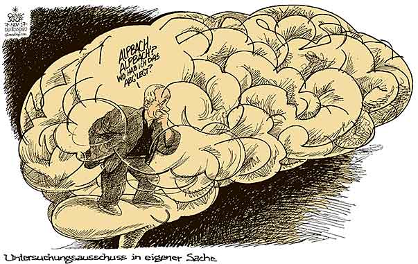 Oliver Schopf, politischer Karikaturist aus Österreich, politische Karikaturen aus Österreich, Karikatur Cartoon Illustrationen Politik Politiker Österreich 2017 : PETER PILZ SEXUELLE BELÄSTIGUNG FORUM ALPBACH ERINNERN ERINNERUNG GEHIRN UNTERSUCHUNGSAUSSCHUSS FORSCHEN
