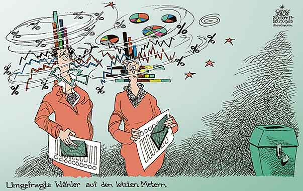 Oliver Schopf, politischer Karikaturist aus Österreich, politische Karikaturen aus Österreich, Karikatur Cartoon Illustrationen Politik Politiker Österreich 2017 : NATIONALRATSWAHL WÄHLER UMFRAGE GRAFIK POLITBAROMETER MEINUNGSFORSCHER GEHIRNWÄSCHE MANIPULATION 

 