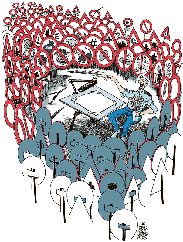 Oliver Schopf, politischer Karikaturist aus Österreich, politische Karikaturen aus Österreich, Karikatur Cartoon Illustrationen Politik Politiker international 2019 
KARIKATUR KARIKATURIST SATIRE VERBOTE BESCHNEIDUNGEN MEINUNGSFREIHEIT HASS NETZ MOB NEW YORK TIMES          
