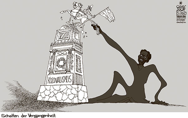 Oliver Schopf, politischer Karikaturist aus Österreich, politische Karikaturen aus Österreich, Karikatur Cartoon Illustrationen Politik Politiker international 2020: RASSISMUS DEMONSTRATION USA GEORGE FLOYD POLIZEI BILDERSTURM STATUEN KOLONIALISMUS SKLAVEREI AFRIKANER SCHWARZ WEISS SCHATTEN VERGANGENHEIT  
  
 






