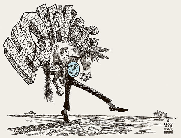 Oliver Schopf, politischer Karikaturist aus Österreich, politische Karikaturen aus Österreich, Karikatur Cartoon Illustrationen Politik Politiker international 2019 
USA BETO O’ROURKE DEMOKRATEN PRÄSIDENT WAHLEN 2020 KANDIDAT HOFFNUNGSTRÄGER       
