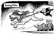 Oliver Schopf, editorial cartoons from Austria, cartoonist from Austria, Austrian illustrations, illustrator from Austria, editorial cartoon International 2008: usa, republicans, gop, sarah palin, dog, lipstick, mccain, running mate


      