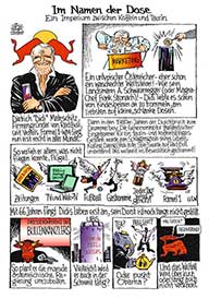 Oliver Schopf, politischer Karikaturist aus Österreich, politische Karikaturen aus Österreich, Karikatur, Illustrationen Österreich 2011: 
BilderGeschichte Red Bull Mateschitz
 