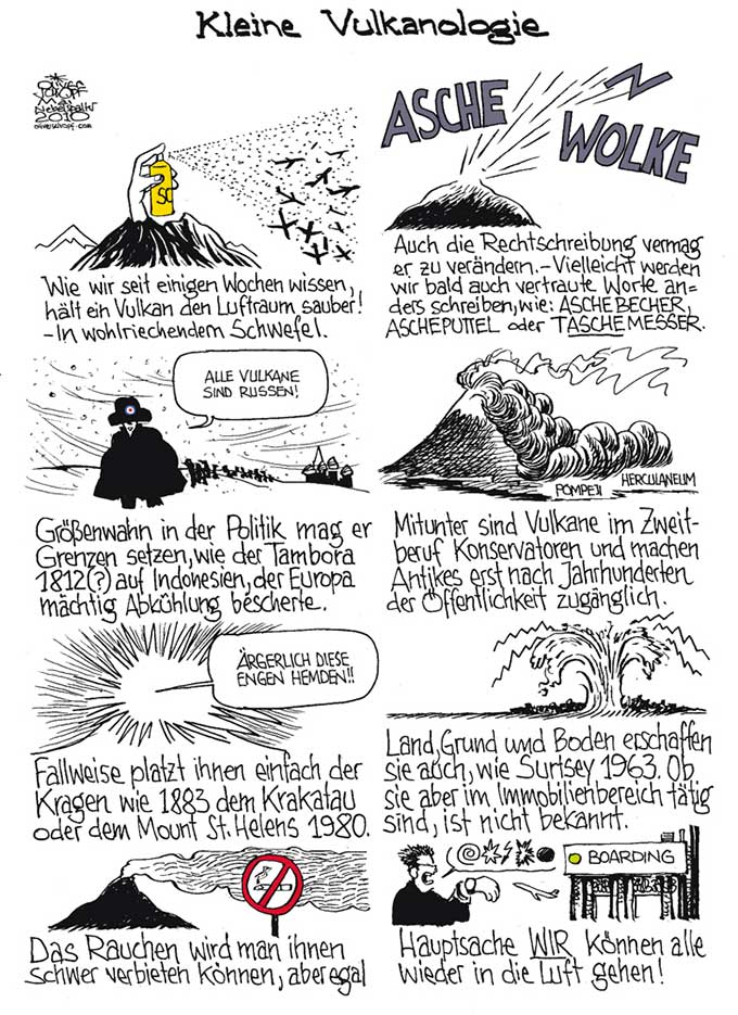 Oliver Schopf, politischer Karikaturist aus Österreich, politische Karikaturen aus Österreich, Karikatur Illustrationen Comic Bildergeschichte 2011: vulkan vulkanologie aschenwolke rauch ausbruch aschewolke



 




