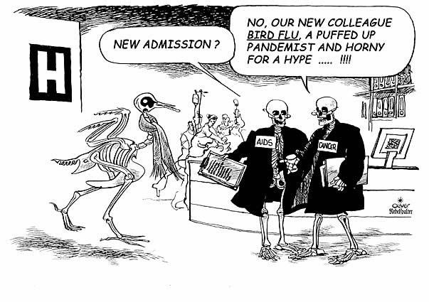 Oliver Schopf, editorial cartoons from Austria, cartoonist from Austria, Austrian illustrations, illustrator from Austria, editorial cartoon climate and environment
swanlake coreographed by birdflu, H5n1 colleague from aids and cancer skelletons birds
