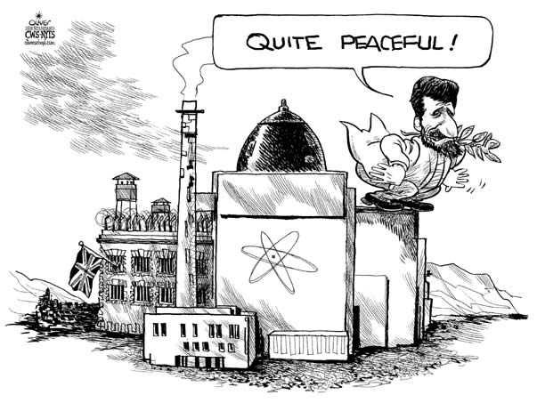 Oliver Schopf, editorial cartoons from Austria, cartoonist from Austria, Austrian illustrations, illustrator from Austria, editorial cartoon iran
iran, <br />
ahmadinejad, nuclear station,
peace dove, prison, hostage GB
