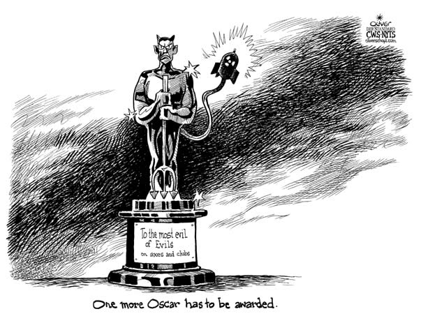 Oliver Schopf, editorial cartoons from Austria, cartoonist from Austria, Austrian illustrations, illustrator from Austria, editorial cartoon miscellaneous USA 2007; editorial cartoon, academy awards, axis of evil, club
