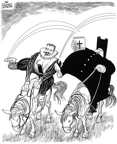 Oliver Schopf, politischer Karikaturist aus Österreich, politische Karikaturen aus Österreich, Karikatur Illustrationen Artwork Skizzen illustrative Zeichnung Zeichnungen: BuchillustrationDer Ritter von der traurigen Gestalt“, Miguel de Cervantes Saavedra Obelik Verlag Don Quixote Don Quijote der Mann von la Mancha
