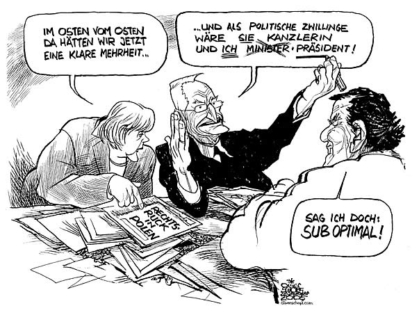  Oliver Schopf, politischer Karikaturist aus Österreich, politische Karikaturen, Illustrationen Archiv politische Karikatur Deutschland: Deutschland 2005; Merkel; Schröder; Stoiber 