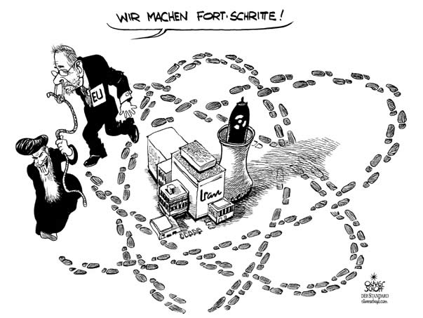  Oliver Schopf, politischer Karikaturist aus Österreich, politische Karikaturen, Illustrationen Archiv politische Karikatur Europa diverse Themen
 2006; solana, eu, iran, mullah, atomprogramm, fortschritte, an der nase herumfuehren