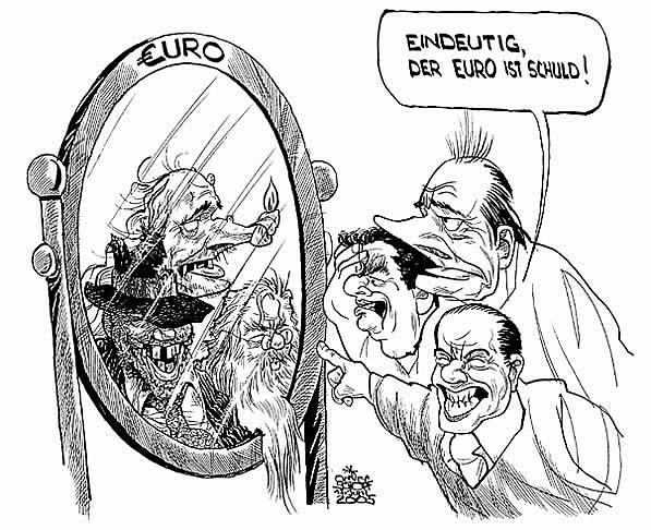  Oliver Schopf, politischer Karikaturist aus Österreich, politische Karikaturen, Illustrationen Archiv politische Karikatur Europa Euro Währungspolitik
Euro Chirac Berlusconi Schröder 2005


