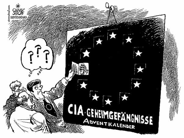  Oliver Schopf, politischer Karikaturist aus Österreich, politische Karikaturen, Illustrationen Archiv politische Karikatur Europa 
 EU Europa und die CIA 2005 CIA-Gefängnisse adventkalender

