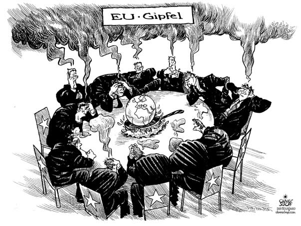  Oliver Schopf, politischer Karikaturist aus Österreich, politische Karikaturen, Illustrationen Archiv politische Karikatur Europa Klima und Umwelt

Europa und die Erderwärmung 2007: eu-gipfel, erderwaermung, rauchende koepfe, co2

