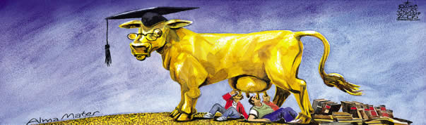  
Oliver Schopf, editorial cartoons from Austria, cartoonist from Austria, Austrian illustrations, illustrator from Austria, editorial cartoon
Europe austria education 2005   the University as golden calf students as romulus and remus drinking alma mater

