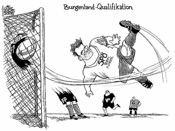  Oliver Schopf, politischer Karikaturist aus Österreich, politische Karikaturen, Illustrationen Archiv politische Karikatur Österreich: Burgenland 2005 Wahl Niessl
