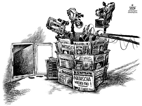  Oliver Schopf, politischer Karikaturist aus Österreich, politische Karikaturen, Illustrationen Archiv politische Karikatur Österreich:  
 2006: natascha kampusch, entfuehrung presserummel

