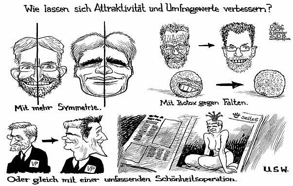  Oliver Schopf, politischer Karikaturist aus Österreich, politische Karikaturen, Illustrationen Archiv politische Karikatur Österreich: Nationalratswahl 2008
  Willi Molterer Faymann van der Bellen Strache Kronenzeitung

