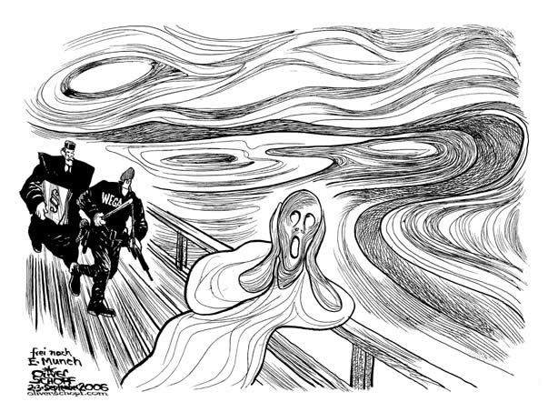  Oliver Schopf, politischer Karikaturist aus Österreich, politische Karikaturen, Illustrationen Archiv politische Karikatur Österreich: Polizei polizei, wega, gesetz, edvard munch, der schrei
