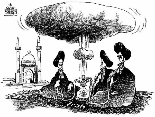  Oliver Schopf, politischer Karikaturist aus Österreich, politische Karikaturen, Illustrationen Archiv politische Karikatur Welt Iran und die Atompolitik 2006  atomenergieprogramm atomare bedrohung atombombenbau


