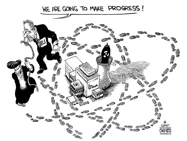 Oliver Schopf, editorial cartoons from Austria, cartoonist from Austria, Austrian illustrations, illustrator from Austria, editorial cartoon iran
 eu atomic power station bomb politices we are going to make progress the way round and round and round
