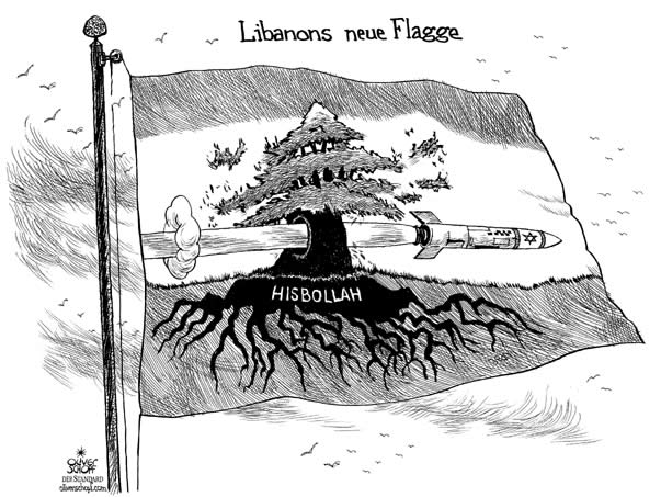  Oliver Schopf, politischer Karikaturist aus Österreich, politische Karikaturen, Illustrationen Archiv politische Karikatur Welt Naher Osten
 Libanon 2006; libanon, israel, hisbollah, krieg, flagge, zeder, rakete
 
 
