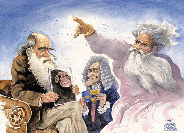 Oliver Schopf, editorial cartoons from Austria, cartoonist from Austria, Austrian illustrations, illustrator from Austria, editorial cartoon religion and ethic
charles darwin god creationism evolution theory
