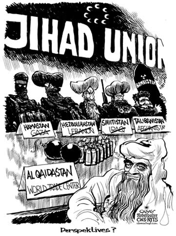 Oliver Schopf, editorial cartoons from Austria, cartoonist from Austria, Austrian illustrations, illustrator from Austria, editorial cartoon  United States of America USA arms race bush putin russia iraque atomic power arms 

