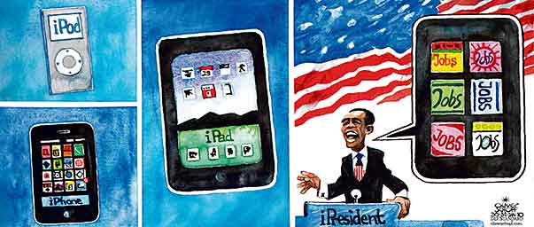 Oliver Schopf, editorial cartoons from Austria, cartoonist from Austria, Austrian illustrations, illustrator from Austria, editorial cartoon president of the united states of amerika usa barack obama Barack Obama, 2010: usa, obama, health care, ambulance, bend, abyss
