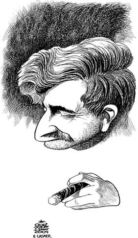 Oliver Schopf, editorial cartoons from Austria, cartoonist from Austria, Austrian illustrations, illustrator from Austria, editorial cartoon chess worldchampions, Grandmasters and Masters:  	 Emanuel Lasker, World Chess Champion 1894–1921.

 