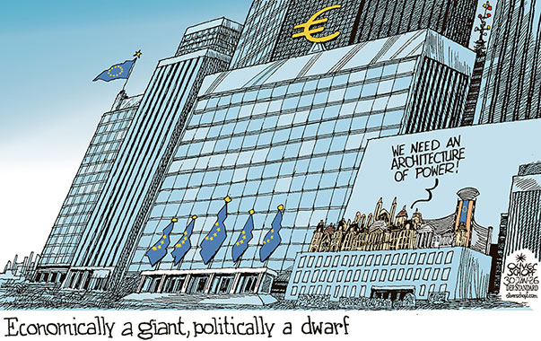 Oliver Schopf, editorial cartoons from Austria, cartoonist from Austria, Austrian illustrations, illustrator from Austria, editorial cartoon politics politician Europe, Cartoon Movement, @oliverschopf.bsky.social 2026: EU ECONOMY POLITICS GIANT DWARF ARCHITECTURE POWER SKYSCRAPER HOUSES COMMISSION BUILDING EURO FLAG 























