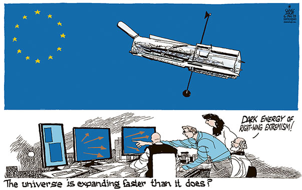  
Oliver Schopf, editorial cartoons from Austria, cartoonist from Austria, Austrian illustrations, illustrator from Austria, editorial cartoon
Europe EU eu European union italy 2019 EUROPEAN UNION ELECTIONS STARS UNIVERSE EXPANSION HUBBLE TELESCOPE DARK ENERGY RIGHT-WING EXTREMISM NATIONALISM OBSERVATORY ASTRONOMERS
    

