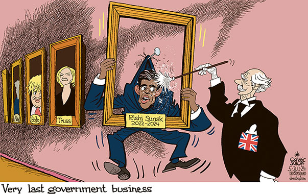 Oliver Schopf, editorial cartoons from Austria, cartoonist from Austria, Austrian illustrations, illustrator from Austria, editorial cartoon politics politician Europe, Cartoon Movement, CartoonArts International 2024:
GREAT BRITAIN ELECTIONS PRIME MINISTER RISHI SUNAK LOSER PORTRAIT GALLERY FRAME BUTLER DUST DUSTING LIZ TRUSS BORIS JOHNSON THERESA MAY














































