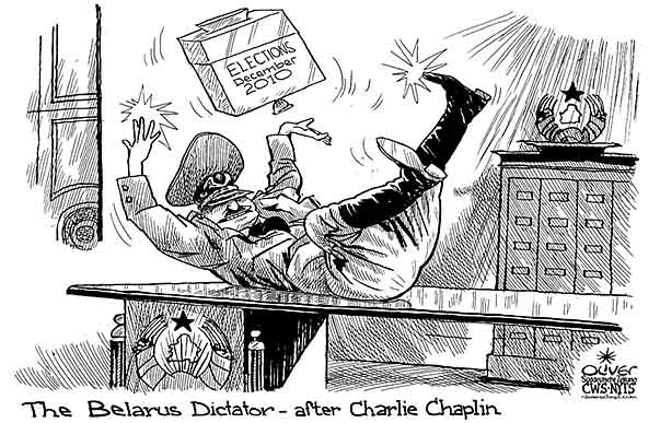  
Oliver Schopf, editorial cartoons from Austria, cartoonist from Austria, Austrian illustrations, illustrator from Austria, editorial cartoon
Europe belarus 2010 lukashenko elections chaplin the great dictator
