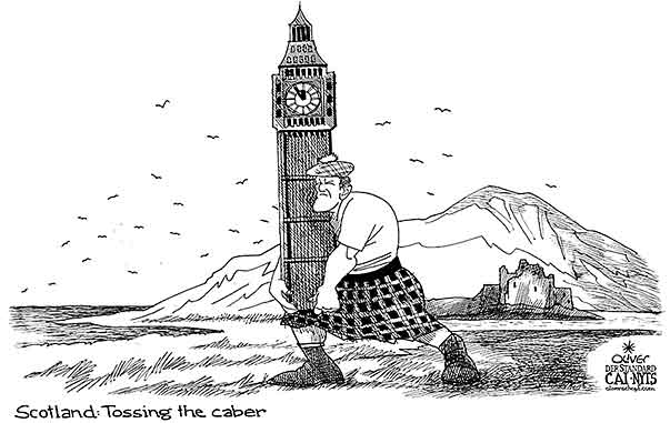  
Oliver Schopf, editorial cartoons from Austria, cartoonist from Austria, Austrian illustrations, illustrator from Austria, editorial cartoon
Cartoon Arts International, New York Times Syndicate, Cagle cartoon Europe Great Britain 2014 SCOTLAND INDEPENDENCE GREAT BRITAIN LONDON BIG BEN TOSSING THE CABER HIGHLAND GAMES
