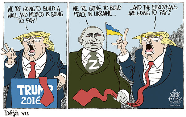 Oliver Schopf, editorial cartoons from Austria, cartoonist from Austria, Austrian illustrations, illustrator from Austria, editorial cartoon politics politician Europe, Cartoon Movement, @oliverschopf.bsky.social 2025:
UKRAINE PEACE TALKS NEGOTIATIONS TRUMP PUTIN MEXICO WALL PAY EUROPEAN UNION EU














