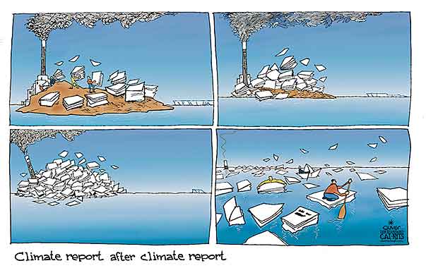 Oliver Schopf, editorial cartoons from Austria, cartoonist from Austria, Austrian illustrations, illustrator from Austria, editorial cartoon politics politician International, Cartoon Arts International, New York Times Syndicate, Cagle cartoon 2014: CLIMATE CHANGE REPORT CO2 ICE SEA LEVEL GLOBAL WARMING PAPER  
      
