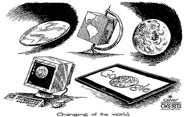 Oliver Schopf, editorial cartoons from Austria, cartoonist from Austria, Austrian illustrations, illustrator from Austria, editorial cartoon politics politician International 2010: google world change web evolution 


