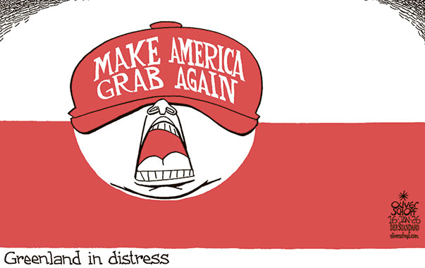 Oliver Schopf, editorial cartoons from Austria, cartoonist from Austria, Austrian illustrations, illustrator from Austria, editorial cartoon politics politician International, Cartoon Movement, @oliverschopf.bsky.social 2026: GREENLAND FLAG TRUMP CAP MAGA OCCUPATION GRAB GRABBING INVASION

 





 




























