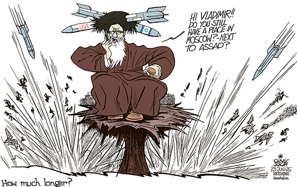 Oliver Schopf, editorial cartoons from Austria, cartoonist from Austria, Austrian illustrations, illustrator from Austria, editorial cartoon politics politician International, Cartoon Movement, @oliverschopf.bsky.social 2025: IRAN NUCLEAR SITES PLANT BOMBS BOMBING BUSTER ISRAEL USA MULLAH CHAMENEI PUTIN CALL SHELTER


 




























