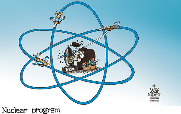 Oliver Schopf, editorial cartoons from Austria, cartoonist from Austria, Austrian illustrations, illustrator from Austria, editorial cartoon politics politician International, Cartoon Movement, @oliverschopf.bsky.social 2025: ISRAEL IRAN ATTACK STRIKE NUCLEAR SITES PLANTS PROGRAM ATOM FIGHTER JET BOMB MULLAH HANDICRAFT 


 





























