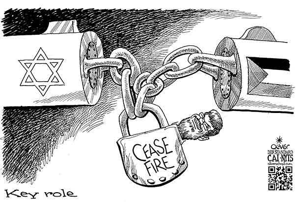 Oliver Schopf, editorial cartoons from Austria, cartoonist from Austria, Austrian illustrations, illustrator from Austria, editorial cartoon politics politician International, Cartoon Arts International, New York Times Syndicate, Cagle cartoon 2012 ISRAEL HAMAS GAZA PALESTINE EGYPT MOHAMED MORSI  PRESIDENT CEASE-FIRE KEY MID EAST          

 


